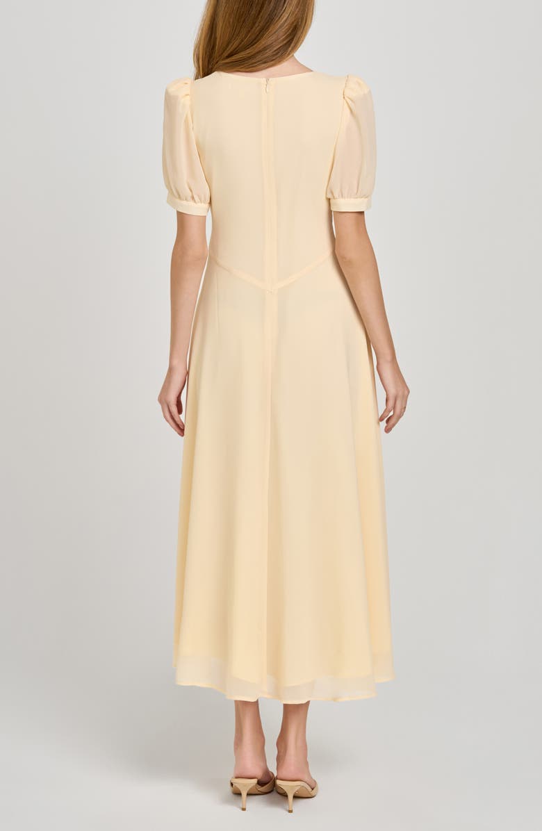 WAYF Juliana Short Sleeve A-Line Midi Dress, Alternate, color, Butter