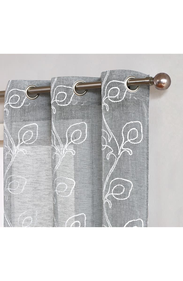 DAINTY HOME Stella Set of 2 Sheer Panel Curtains, Alternate, color, Silver