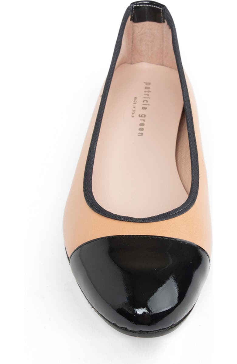 patricia green Adele Cap Toe Wedge Pump, Alternate, color, Beige/ Black Patent