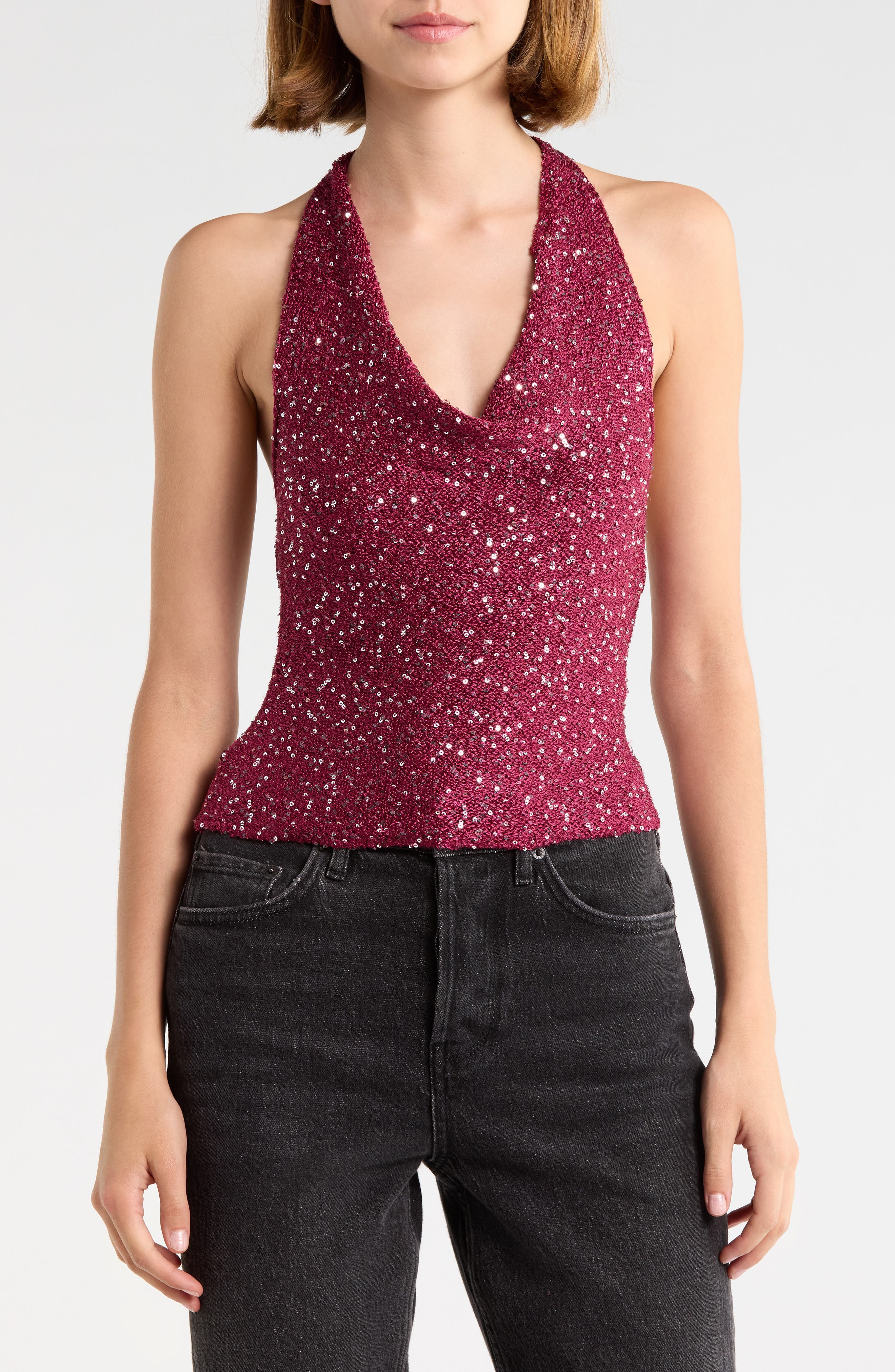 Vinezza Glitter Halter Top