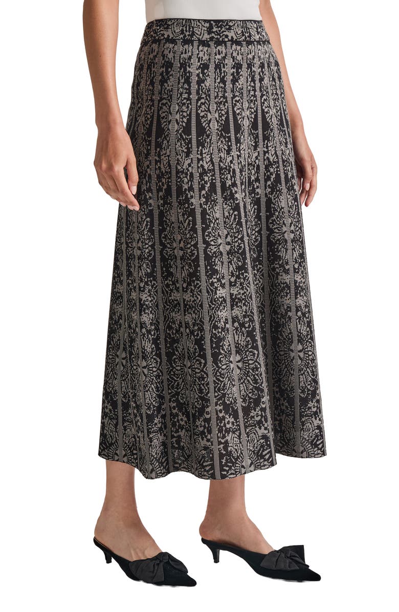 Misook Two Tone Medalian A-Line Knit Skirt, Alternate, color, 