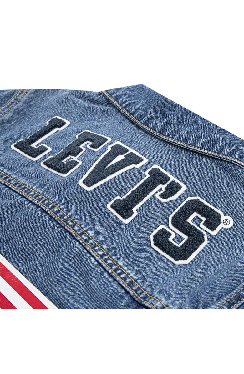 Levi's<sup>®</sup> Kid's American Flag Denim Trucker Jacket, Alternate, color, Denim