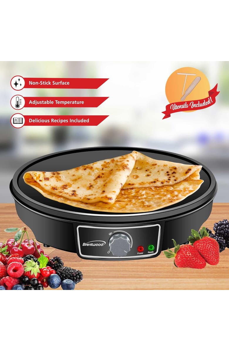Brentwood 12 Inch Electric Non-Stick Crepe Pancake Maker, Alternate, color, Black