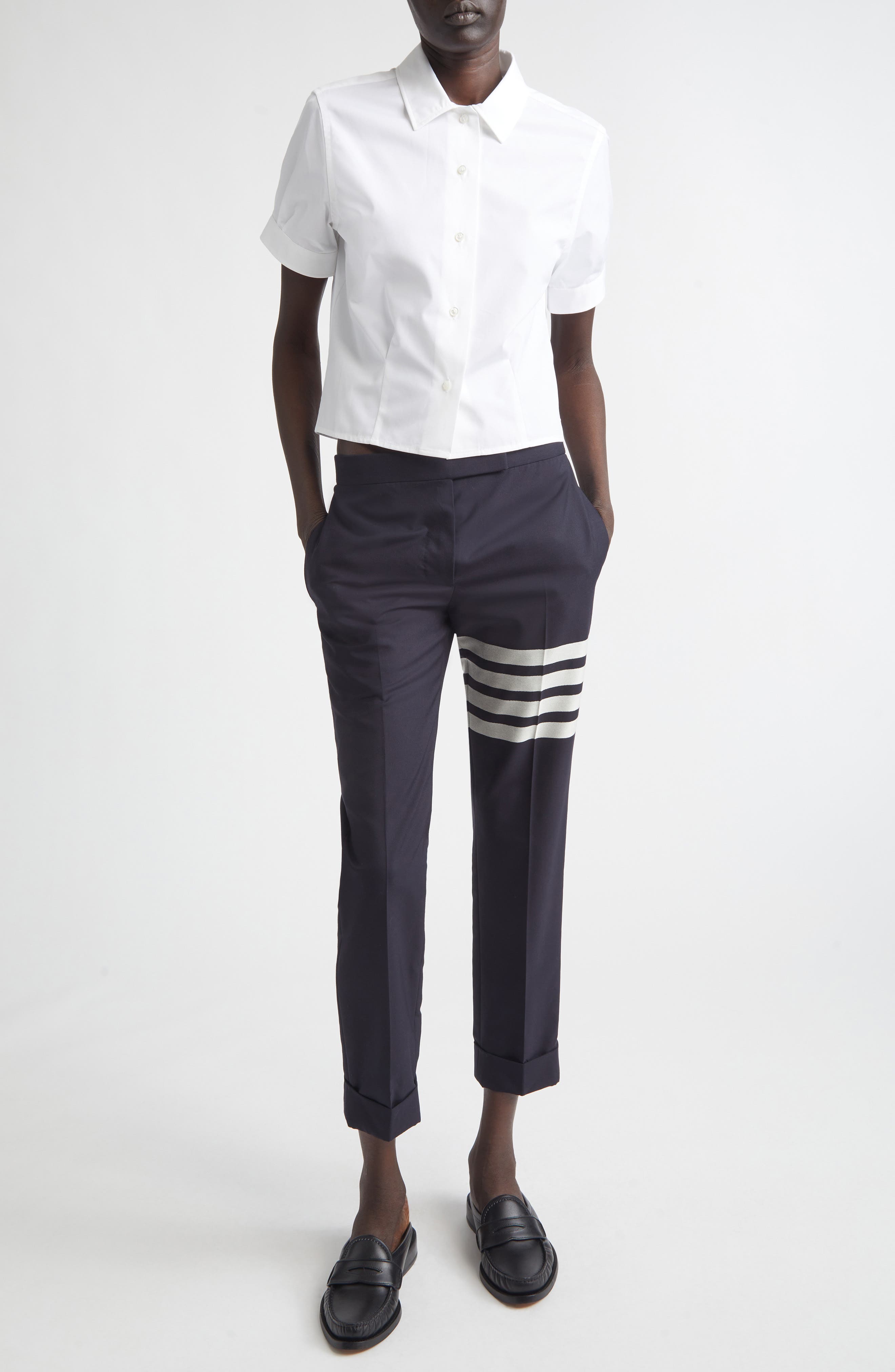 Pleated Cotton Poplin Button-Up Blouse - image 2