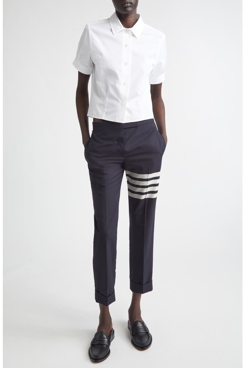Pleated Cotton Poplin Button-Up Blouse, Alternate, color, WHITE