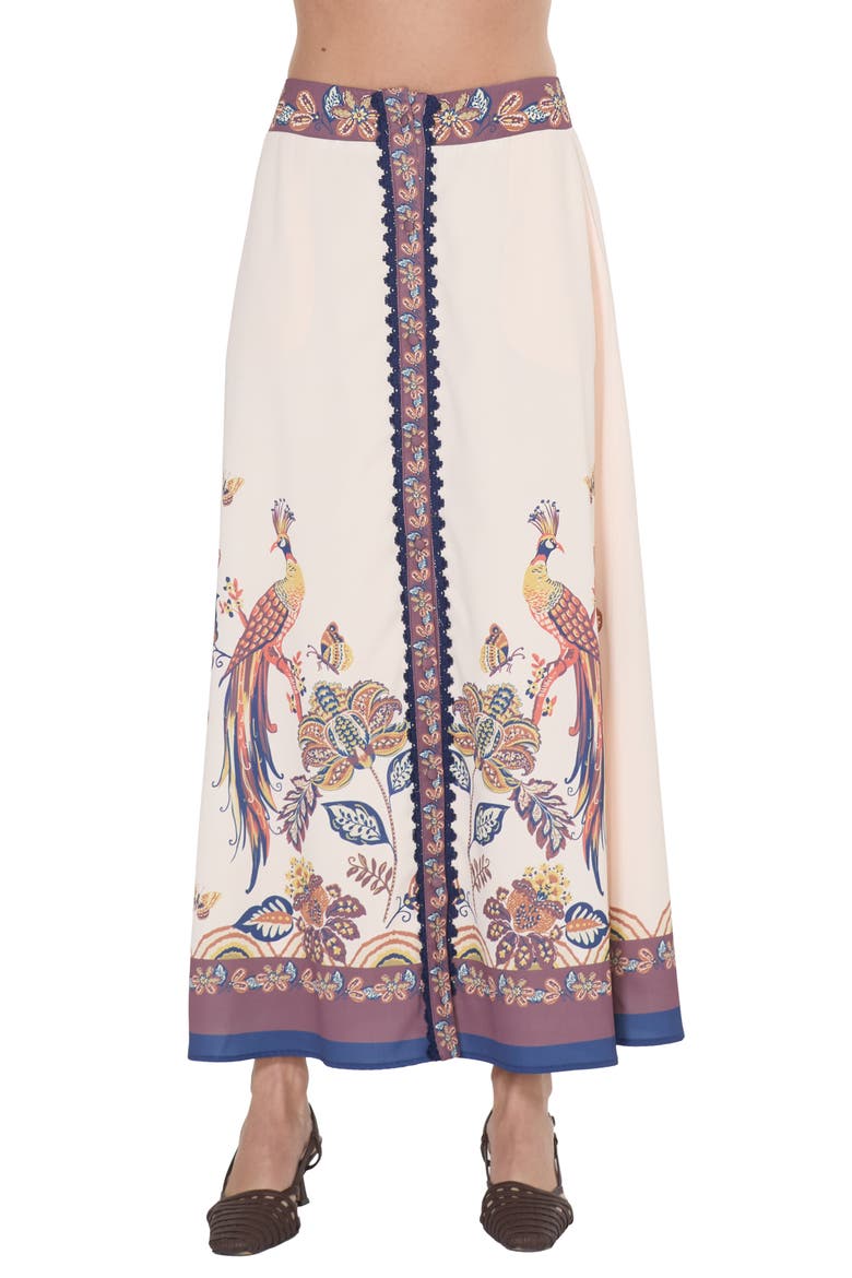 Eisley Button Front Midi Skirt, Main, color, TAUPE MULTI