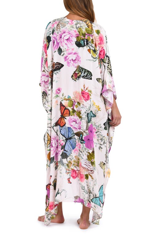 L Agence L'agence Kara Butterfly Print Cover-up Wrap In Ivory