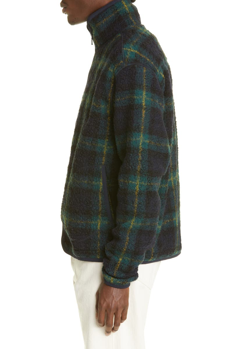 Drake's Plaid Bouclé Fleece Zip Jacket, Alternate, color, 