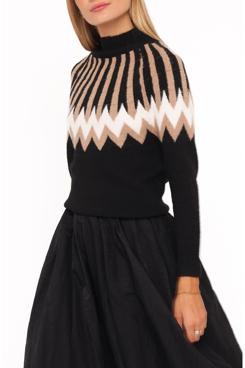 Donner Fair Isle Mock Neck Sweater, Alternate, color, BLACK