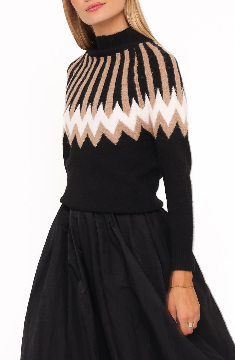 Petal & Pup Donner Fair Isle Mock Neck Sweater, Alternate, color, Black