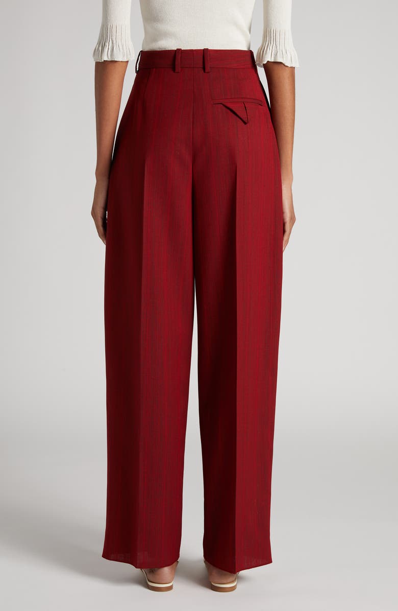 Bottega Veneta Subtle Stripe Wool Blend Pants, Alternate, color, Red/ Grey Melange
