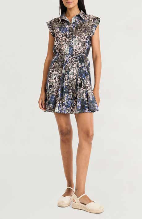 The Good Journey Floral Belted Cotton Mini Shirtdress