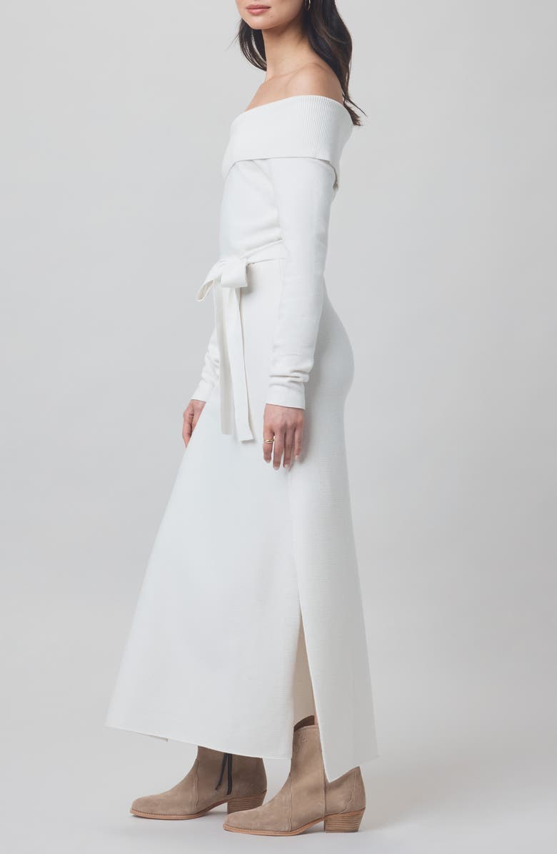 Splendid x @cellajaneblog Over the Shoulder Sweater Dress, Alternate, color, Snow