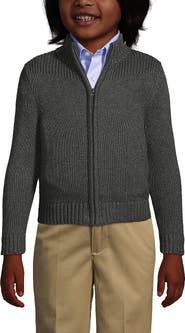 Lands' End School Uniform Boys Cotton Modal Zip Front Cardigan Sweater