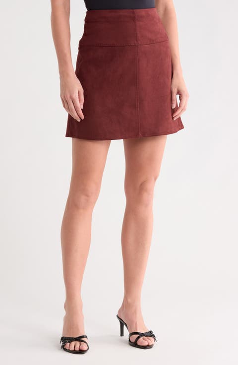 Faux Suede A-Line Miniskirt