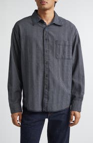 The Elder Statesman Summer Weave Stripe Cotton Button-Up Shirt
