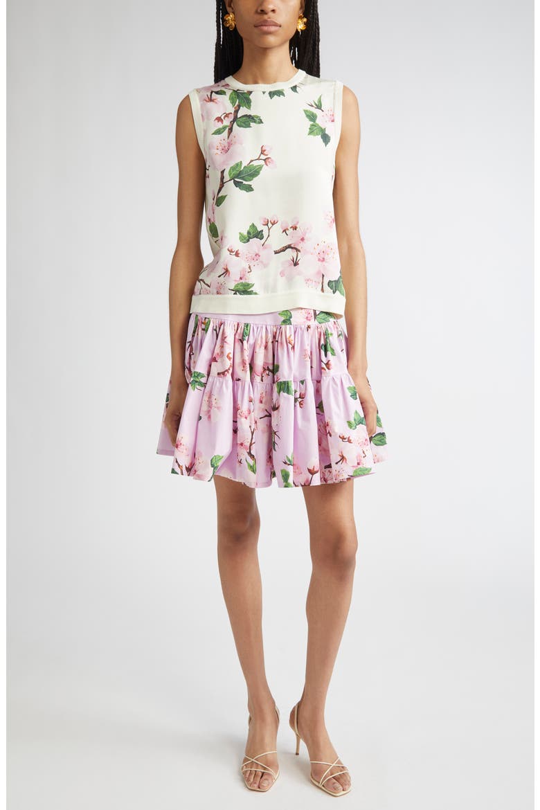 Cherry Blossom Poplin Miniskirt, Alternate, color, PINK/ LILY