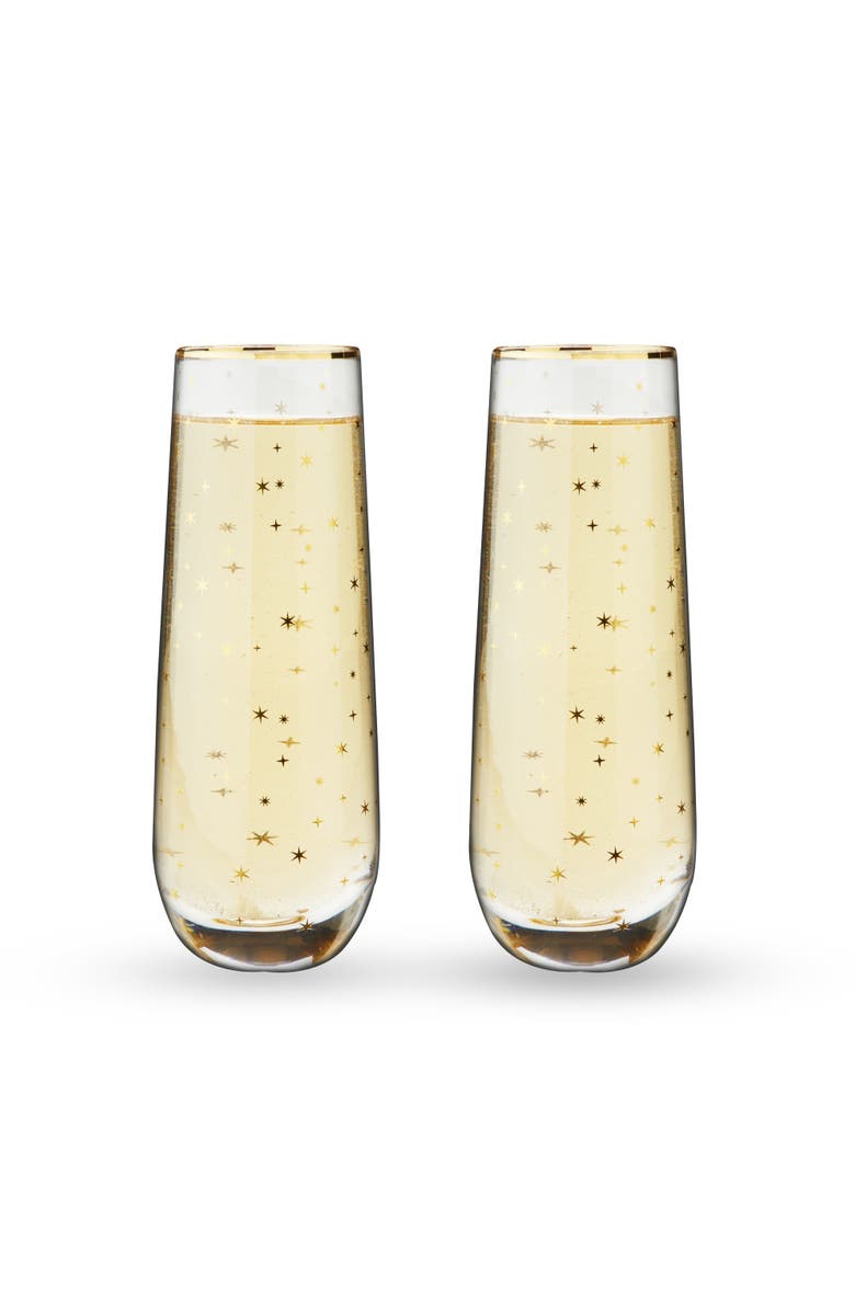 TWINE Starlight Stemless Champagne Flutes Set of 2, Main, color, Gold