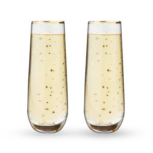 Twine Starlight Stemless Champagne Flute Set In Gold
