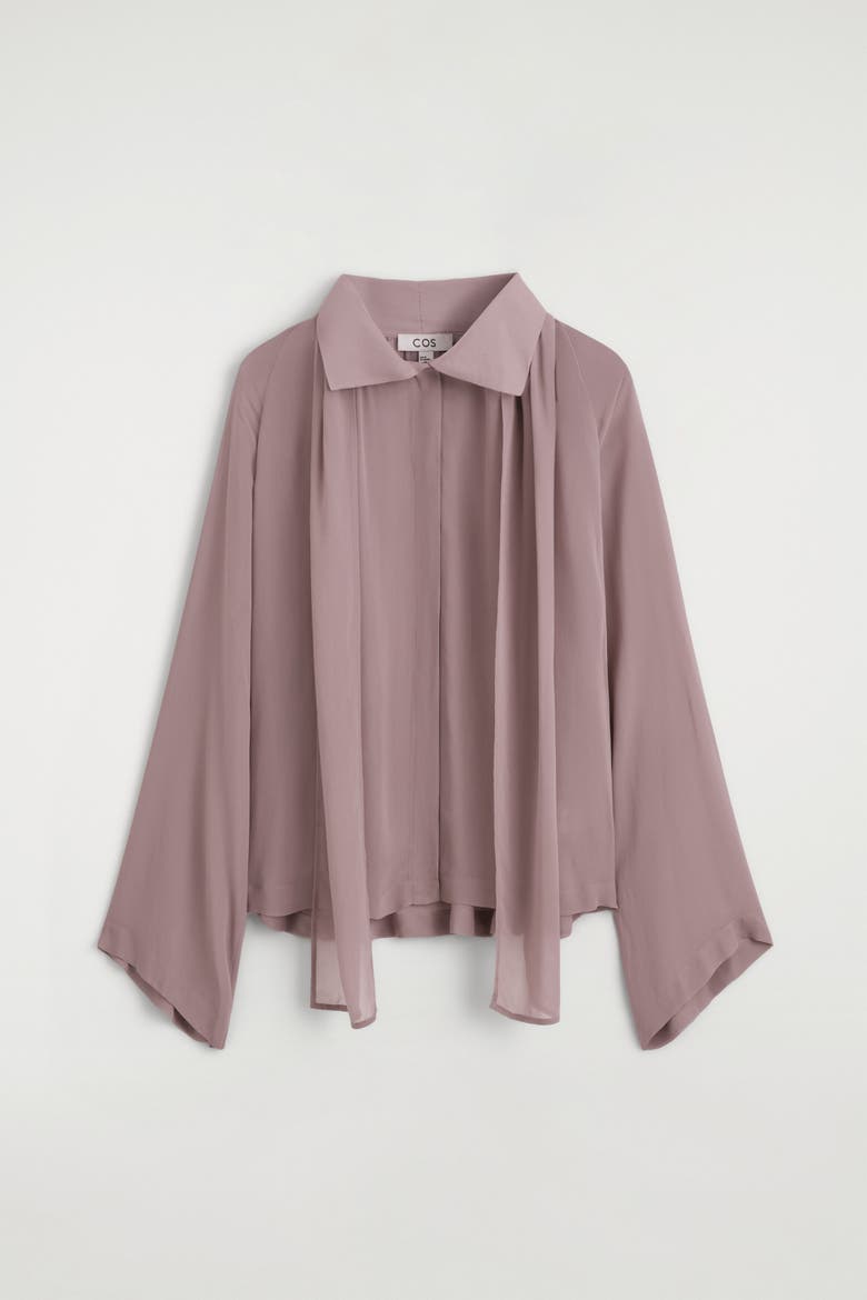 Fluid Scarf-detail Top, Alternate, color, MAUVE