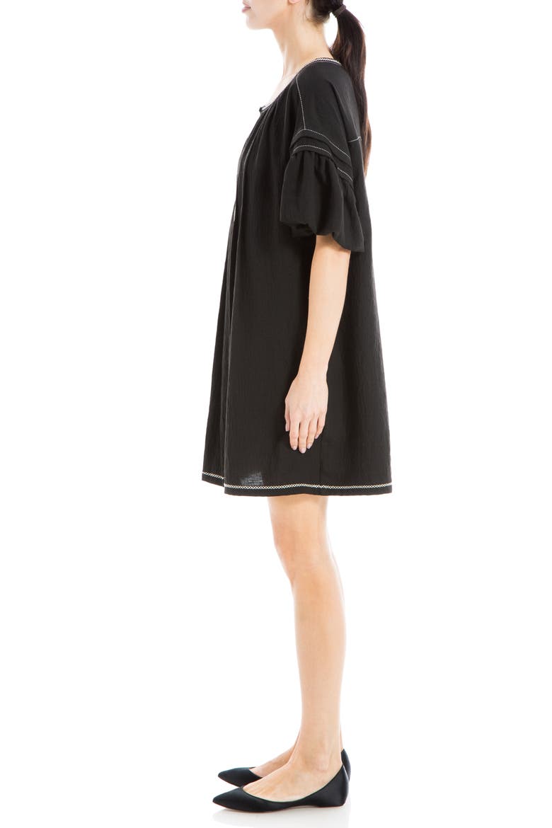 Bubble Sleeve Mini Dress, Alternate, color, BLACK-BLACK