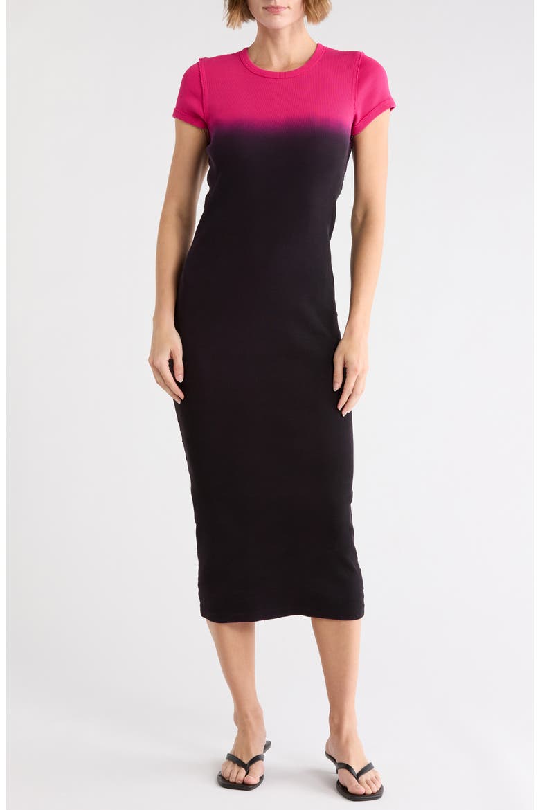 Grunge Spray Shrunk Tee Dress, Main, color, BLACK/HOT PINK