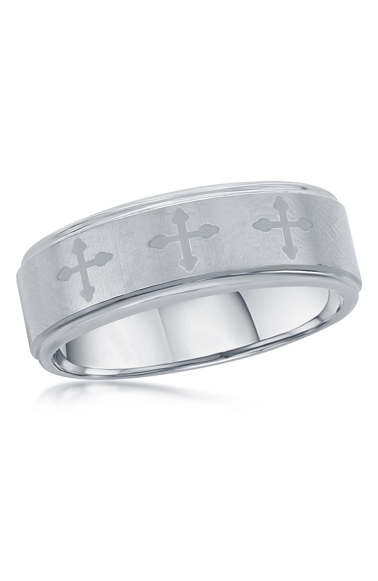 BLACKJACK Men's Tungsten Cross Ring