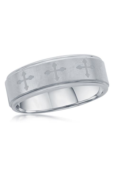 Men's Tungsten Cross Ring