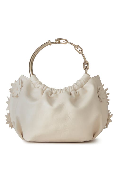 Mulberry Pimlico Floral Appliqué Leather Bracelet Bag In Eggshell