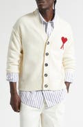 AMI PARIS Ami de Coeur Intarsia Wool Cardigan