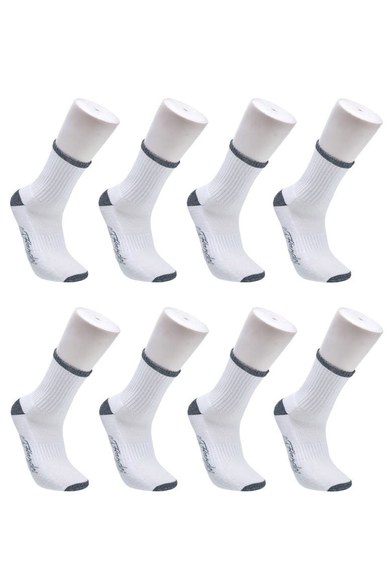 Basic Half Cushion Mid Crew Sock 8-Pack, Main, color, White