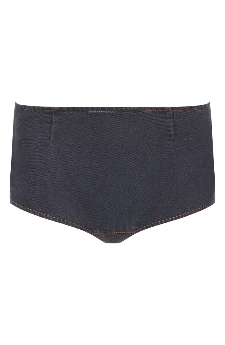 LIONESS Blanc Denim Microshorts, Alternate, color, Petrol