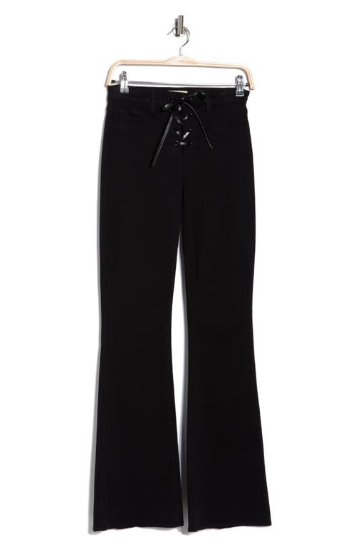 L Agence L'agence Charis Lace-up High Waist Flare Leg Jeans In Black