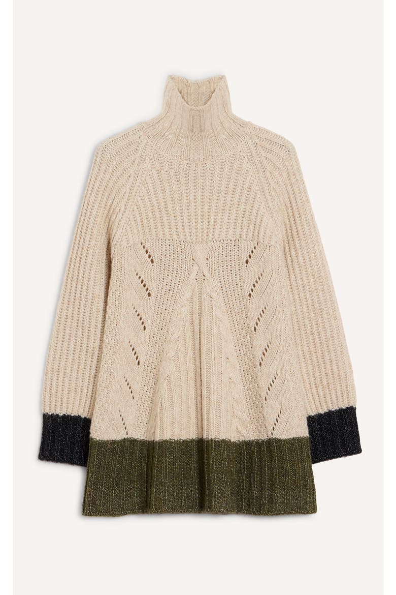 Fireside Turtleneck, Alternate, color, Color Block Ecru/Green/Black
