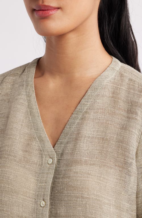 Eileen Fisher Organic Linen Blend Button-up Shirt In Natural