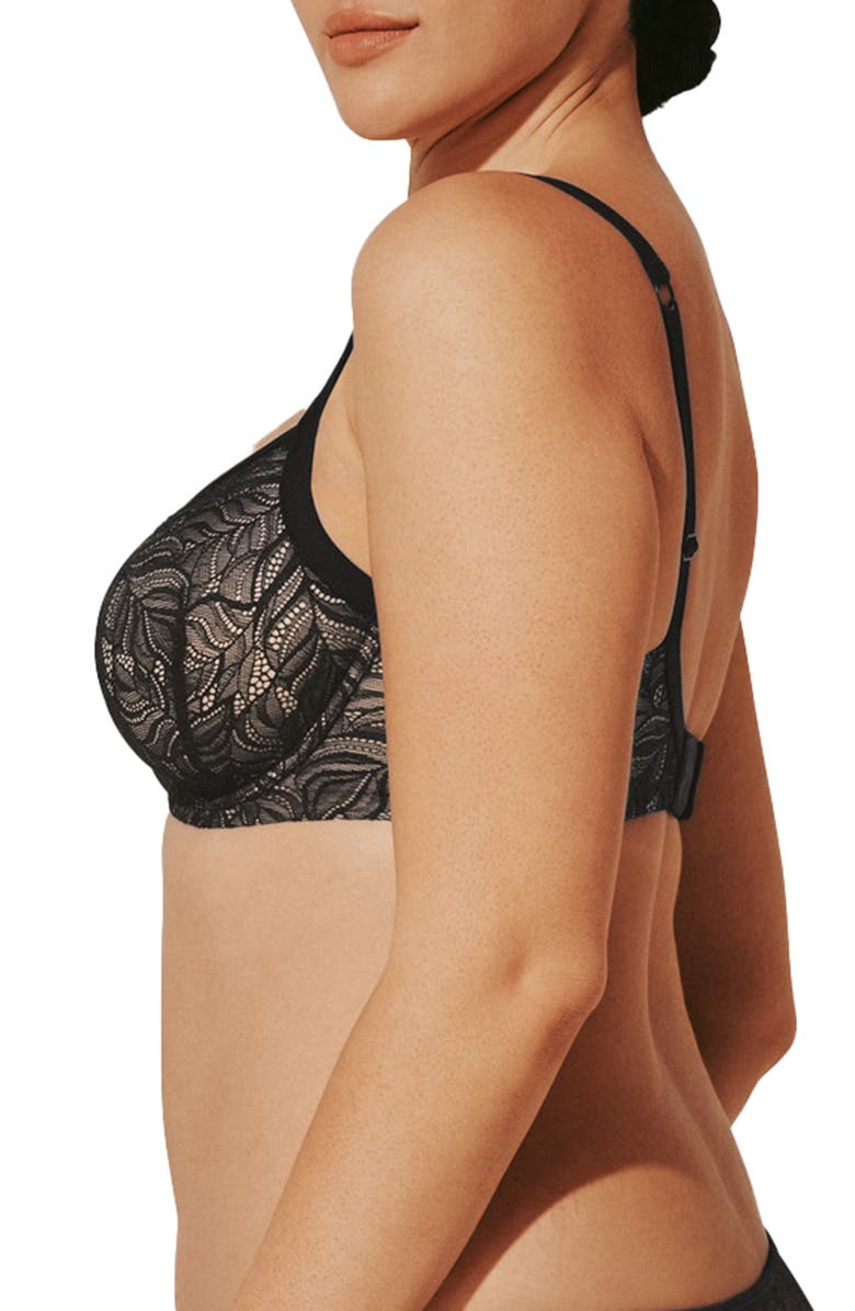 ThirdLove Feather Lace Underwire Demi Bra, Alternate, color, Black