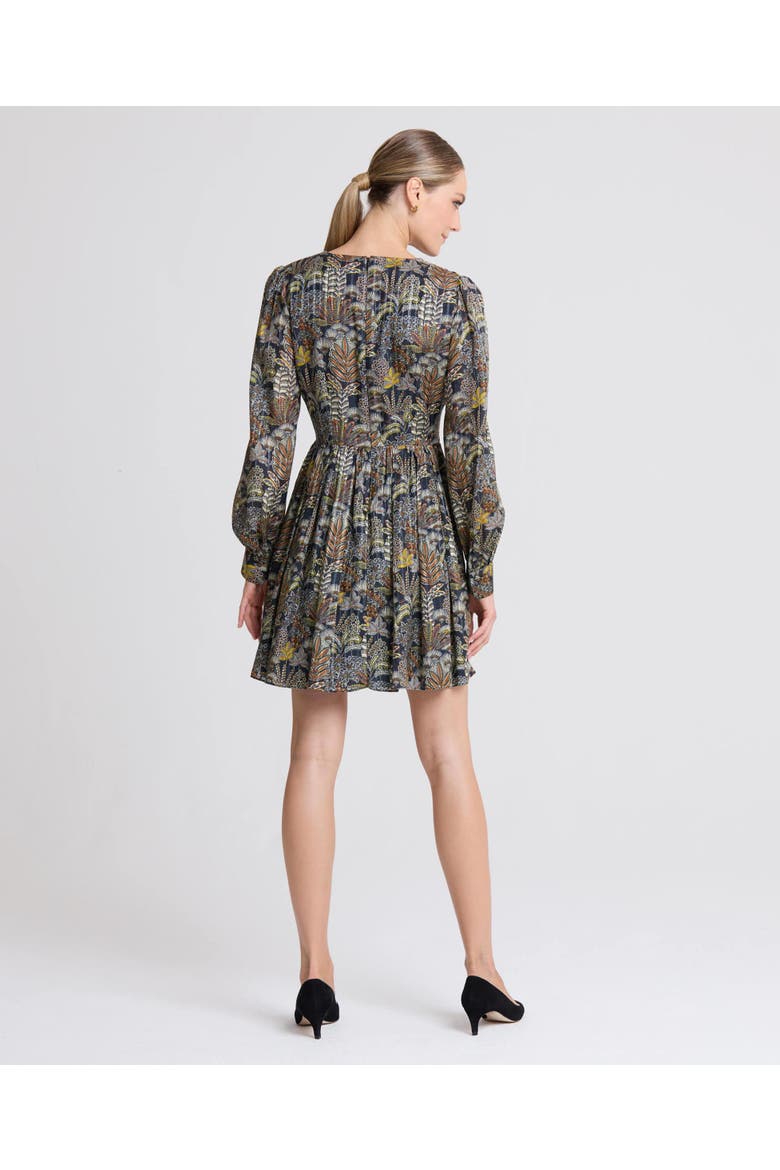 Sienna V-Neck Pleated Dress, Alternate, color, Navy Fern