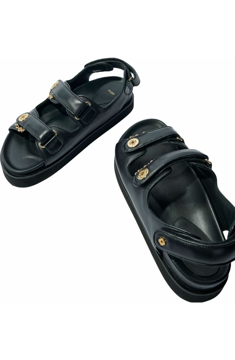 maje Flat leather sandals, Alternate, color,