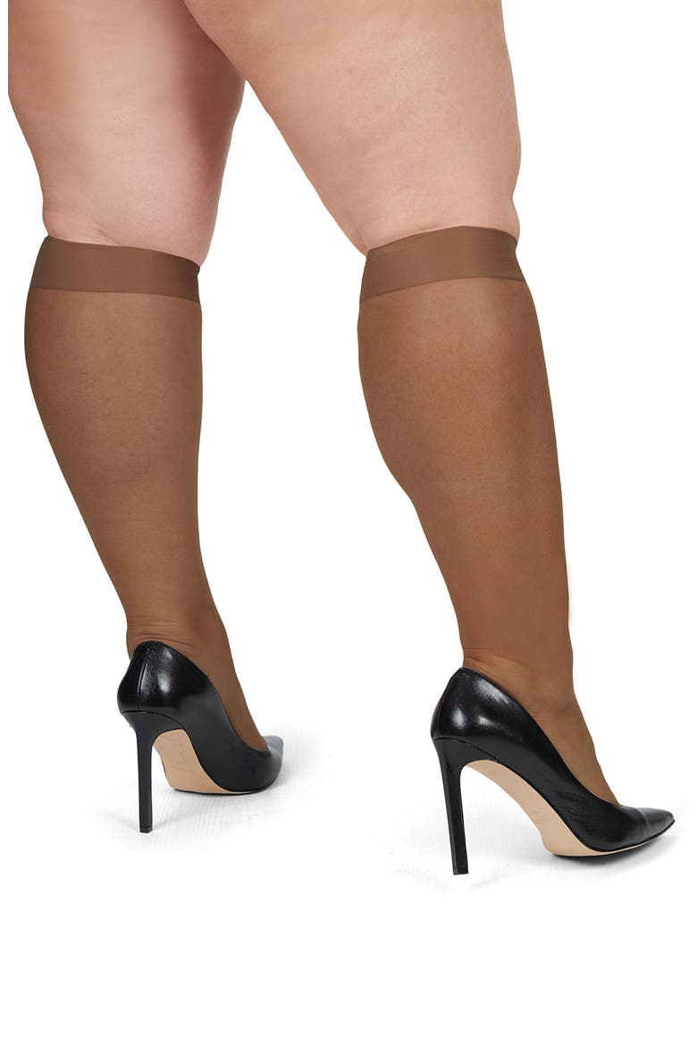 6-Pack Silky Sheer Curvy Knee High Socks, Alternate, color, UTOPIA