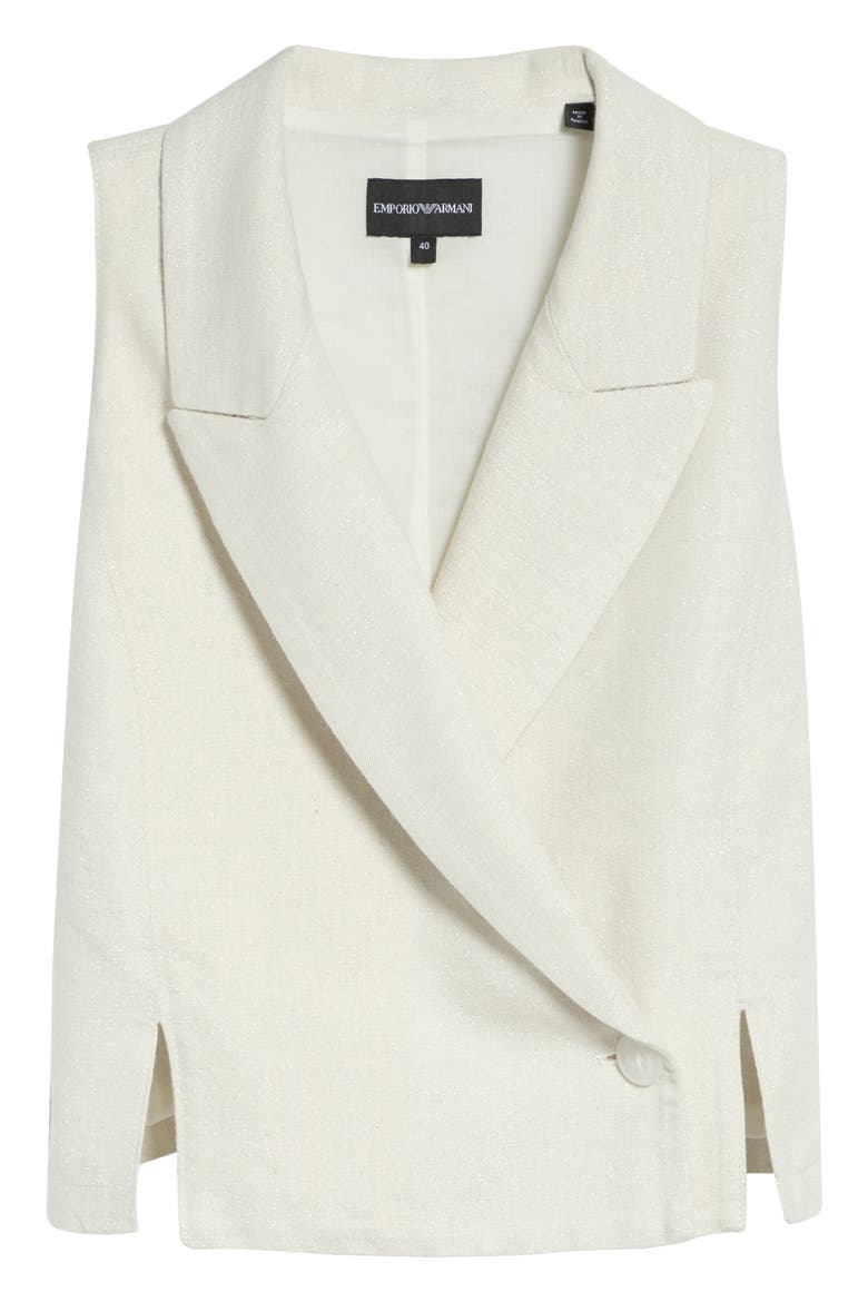 Peak Lapel Metallic Vest, Main, color, IVORY