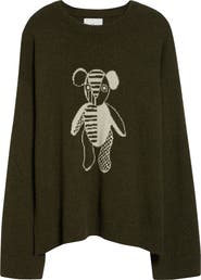 The Elder Statesman Teddy Intarsia Oversize Cashmere Sweater