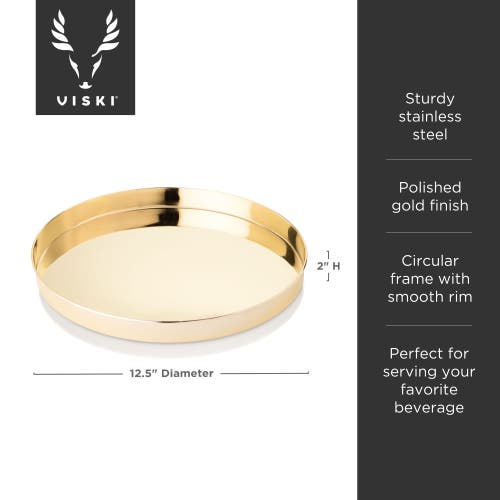 Viski Belmont Polished Round Serving Tray In Gold