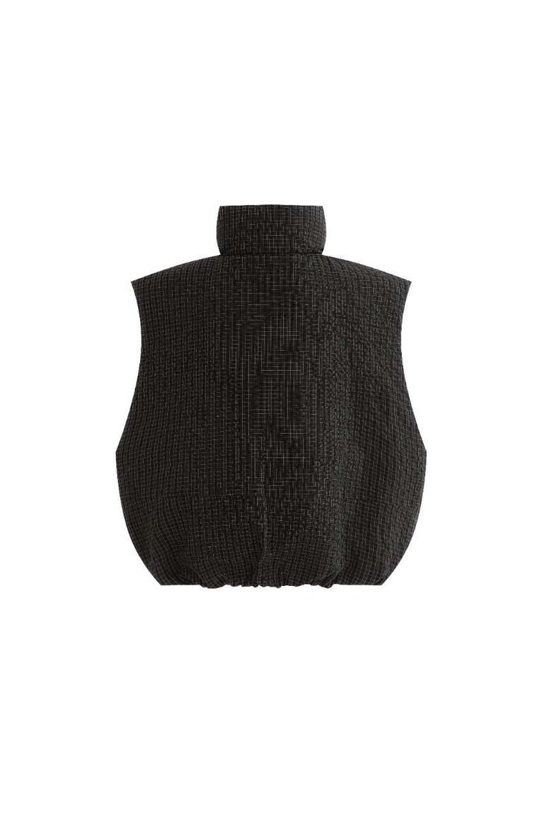 Grid-Pattern Quilted Vest, Alternate, color, Black