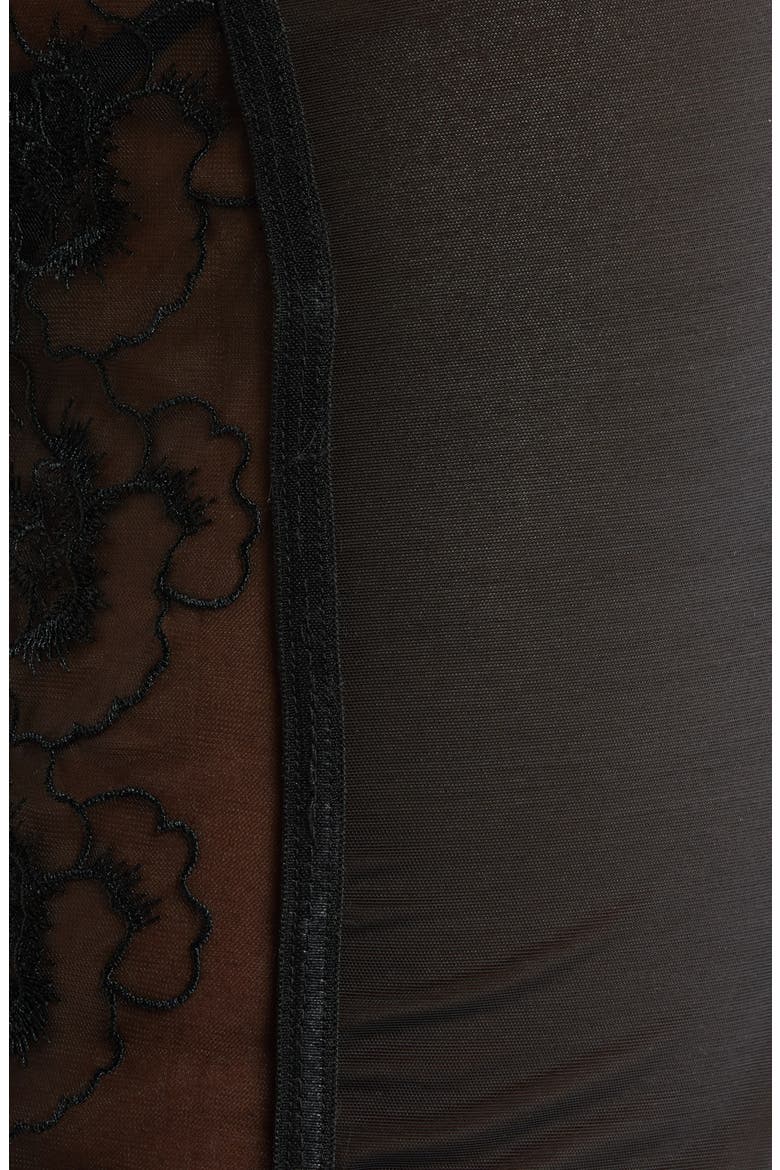 Embroidered Lace-Up Sheer Skirt & G-String Set, Alternate, color, BLACK