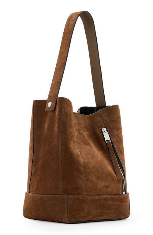 Allsaints Alba Leather Hobo Bag In Brown
