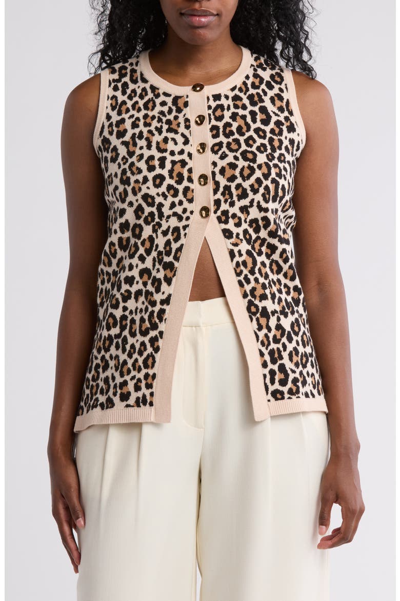 Pandora Double Knit Sweater Vest, Main, color, KIERA LEOPARD