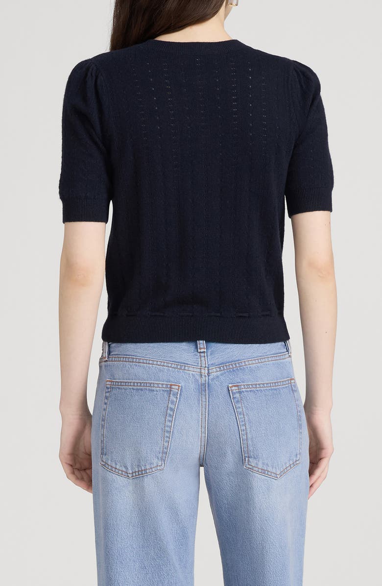 FRAME The Cashmere Charm Pointelle Sweater, Alternate, color, Navy