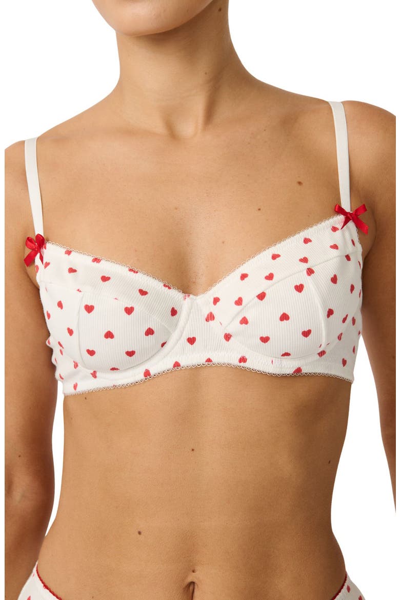 Hugo Heart Print Underwire Bra, Main, color, WHITE/ HEART PRINT