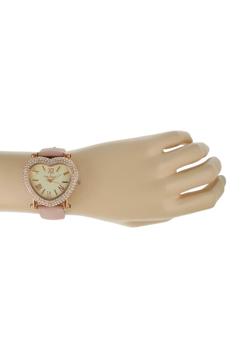 Valentine Heart Shape Suede Watch- 40MM, Alternate, color, Pink