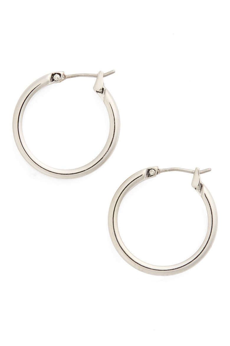 Medium Snap Post Hoop Earrings, Main, color, SILVER